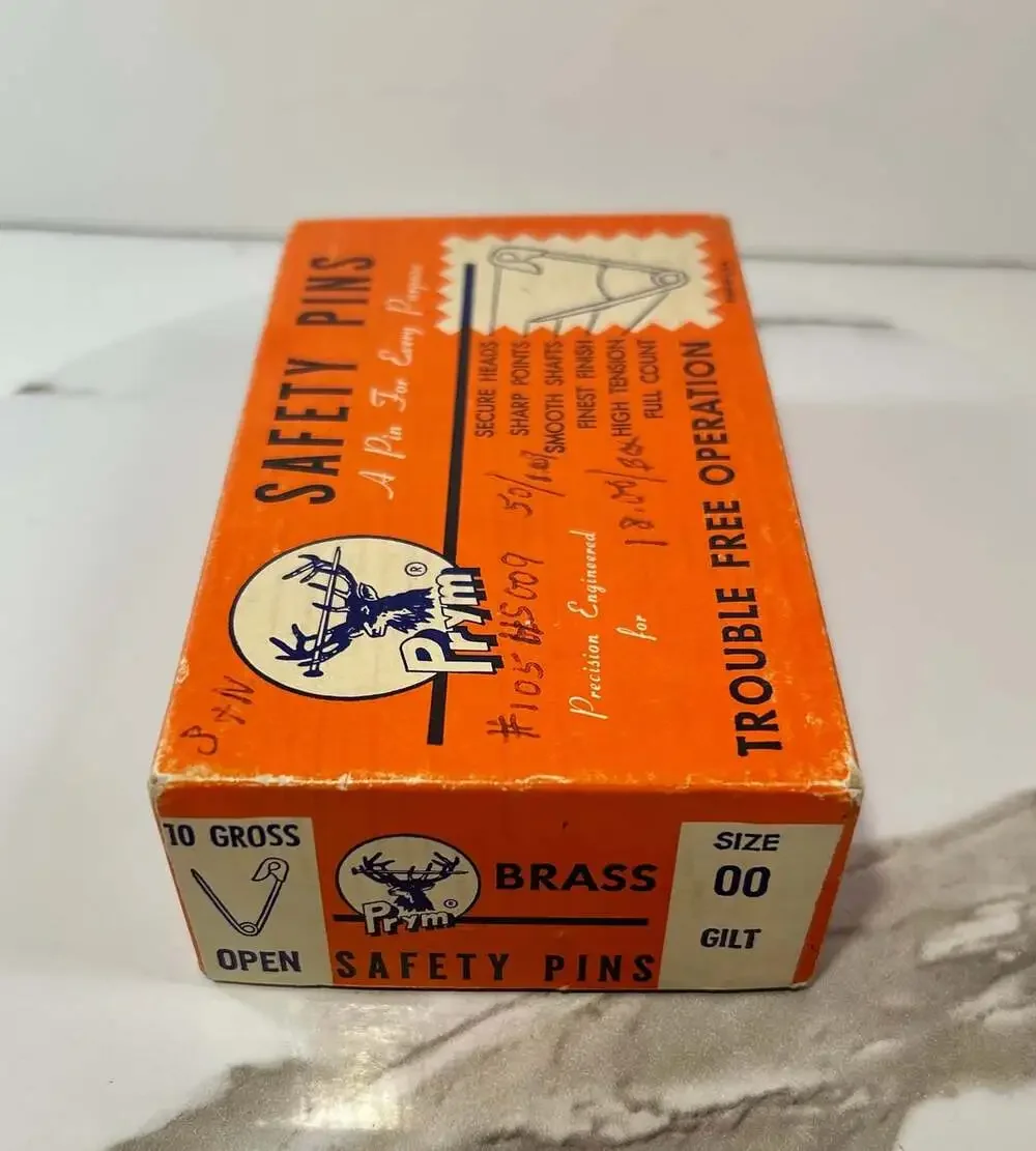 Rare Vintage USA Prym Safety Pins Brass Size 00 Gilt Gold Plated 10 Gross